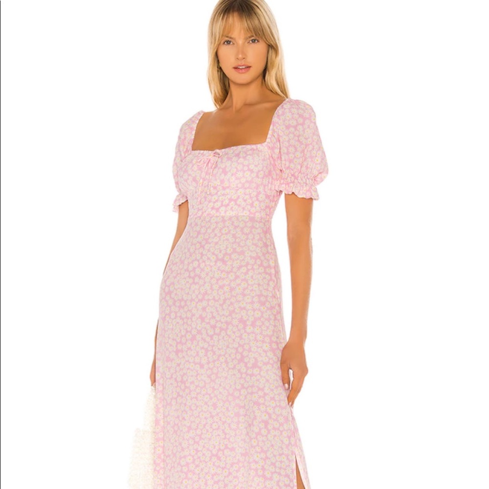 Evelyn Midi Dress in Dusty Floral Pink